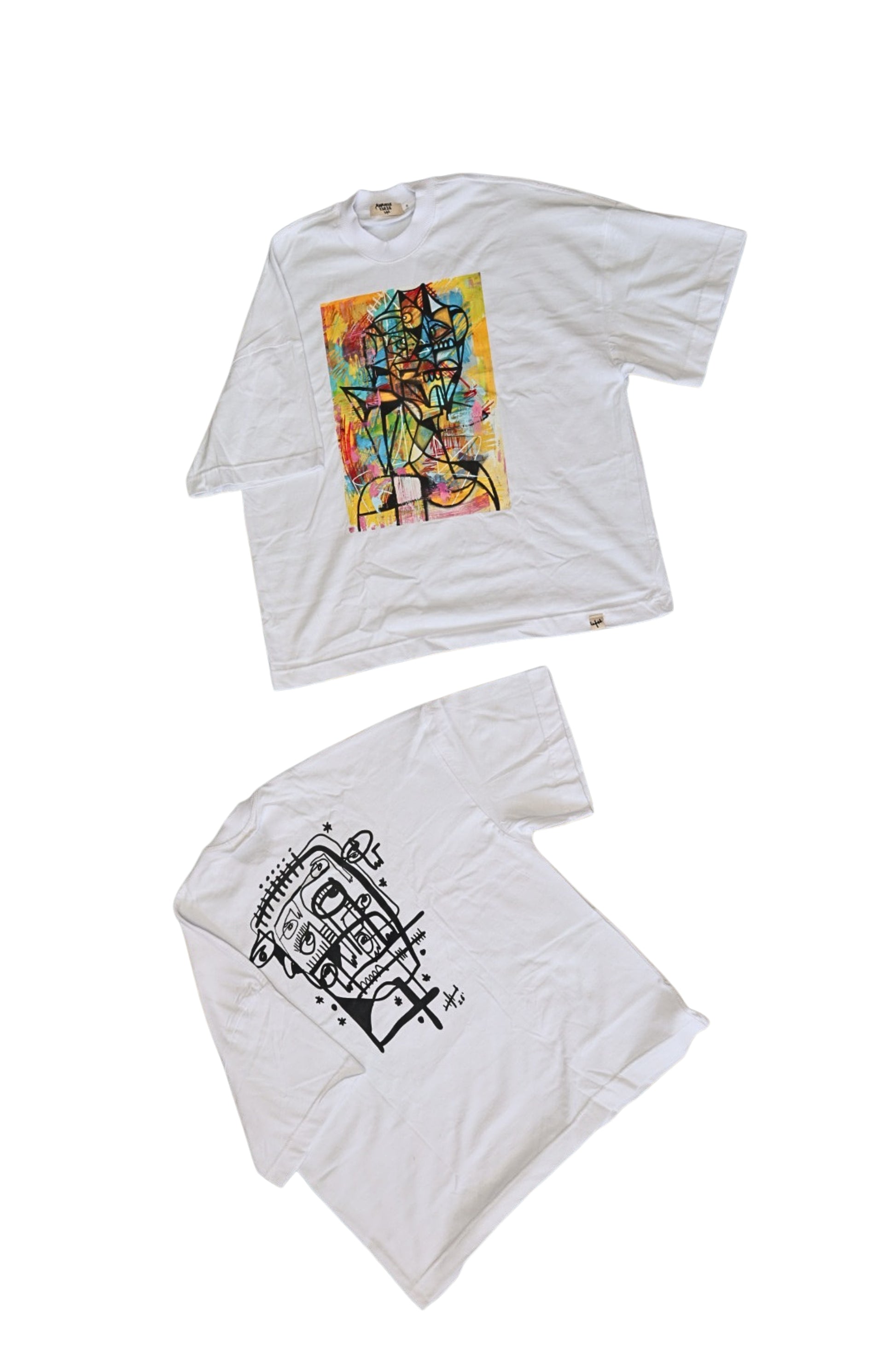 “Back view of ‘Energy in Motion’ t-shirt by Samurai Farai showing artwork detail”